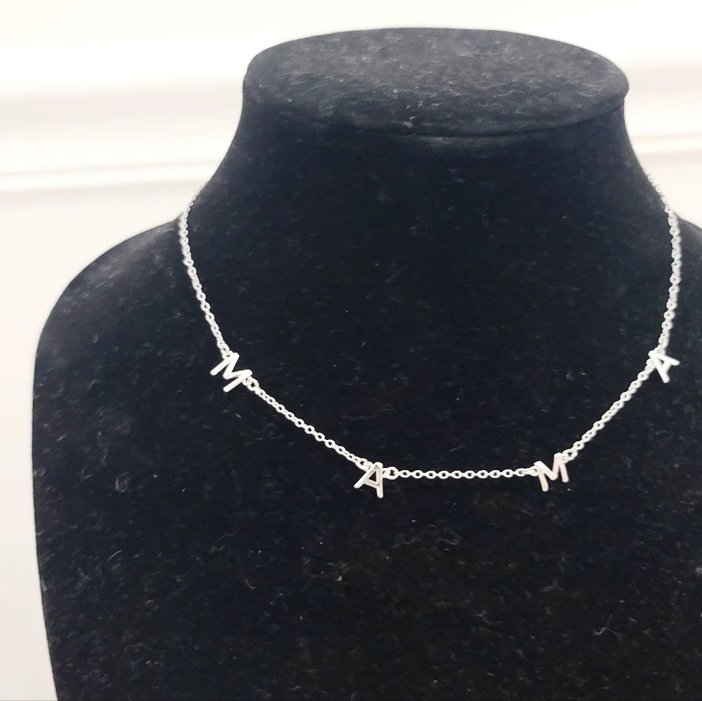Stainless steel silver tone 'Mama' necklace nwt